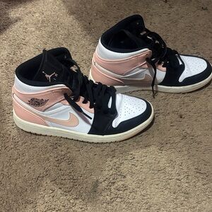 Jordan Women's Black, White, and Pink Sneakers